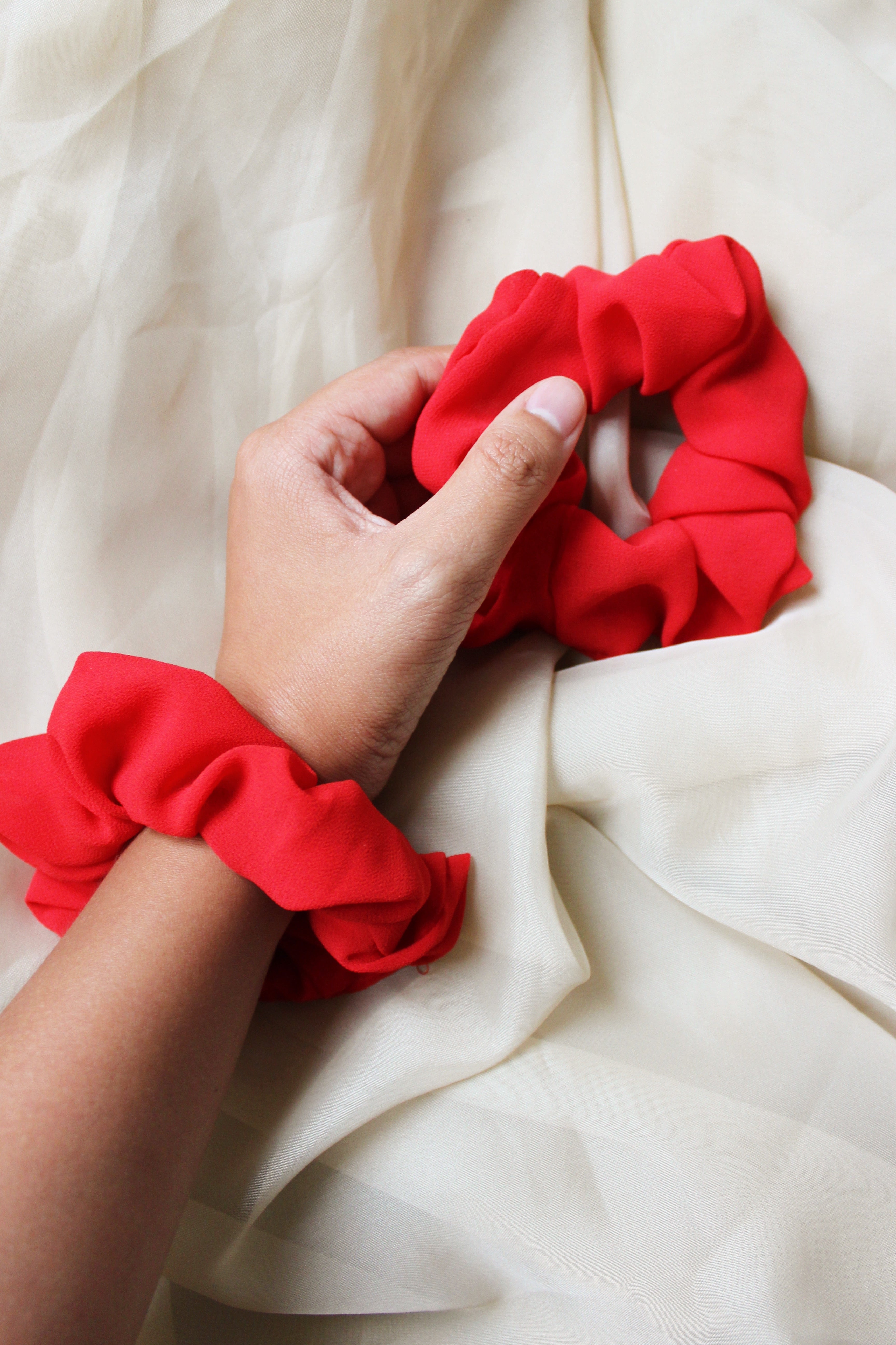 Crepe Crimson Scrunchie