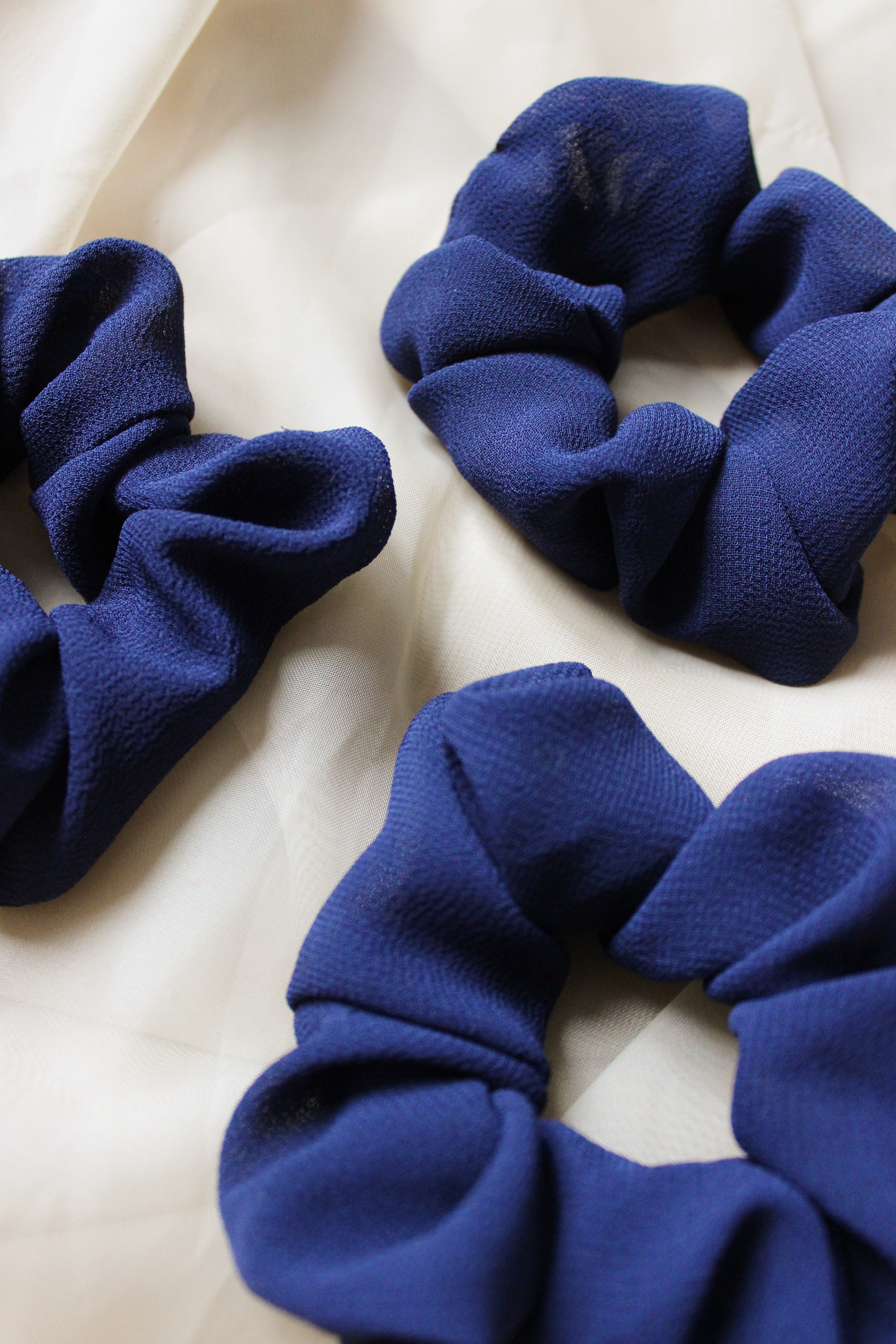 Navy Crepe Scrunchie