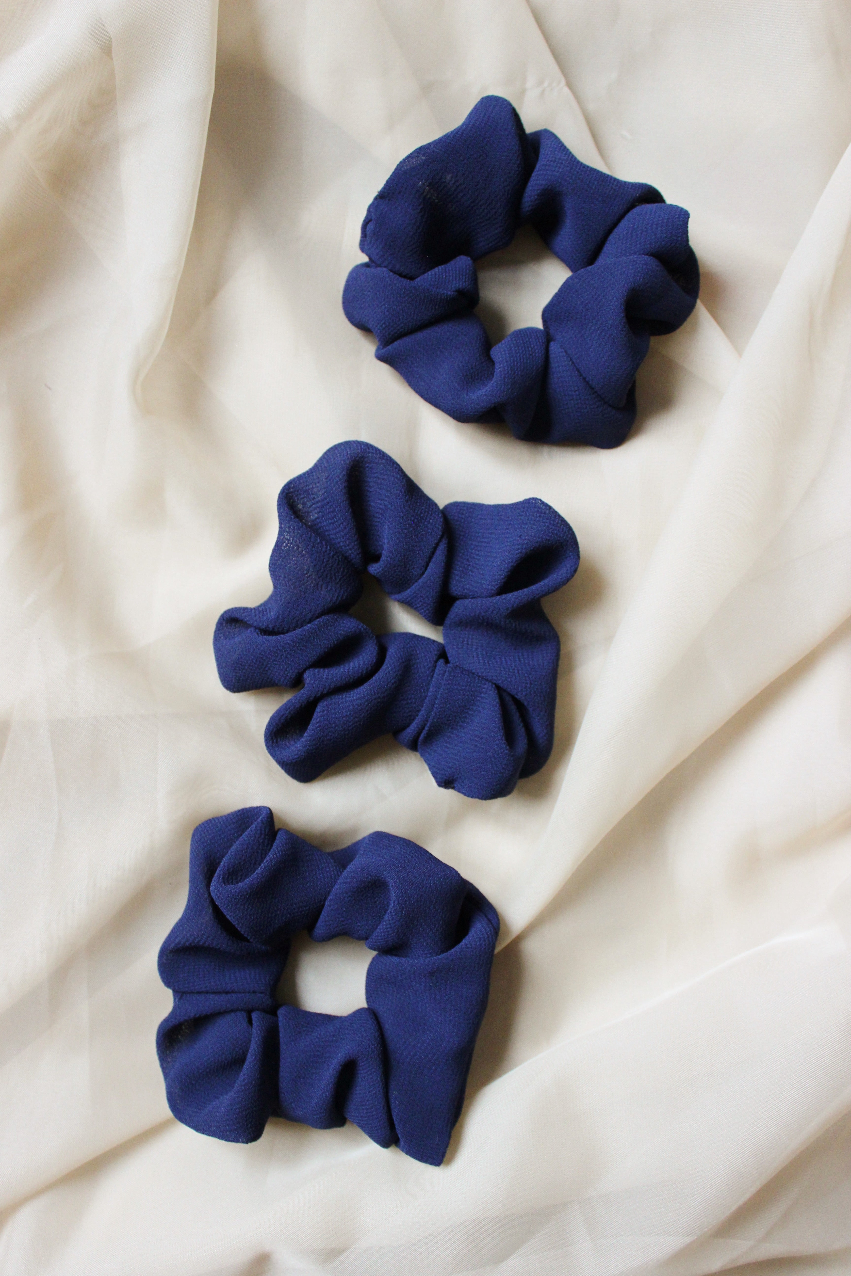 Navy Crepe Scrunchie