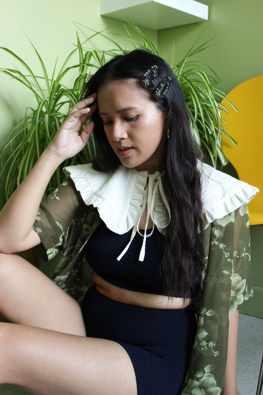 Black Flora Barrettes