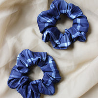 Blue Plaid Scrunchie